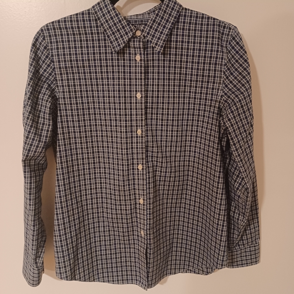 Chaps Women's no iron plaid button down Medium